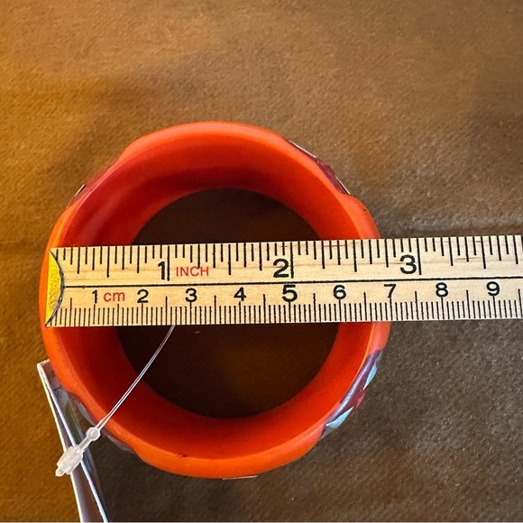 3/30 Antika Collections Orange Resin and Silver Studded Bracelet - Picture 5 of 8